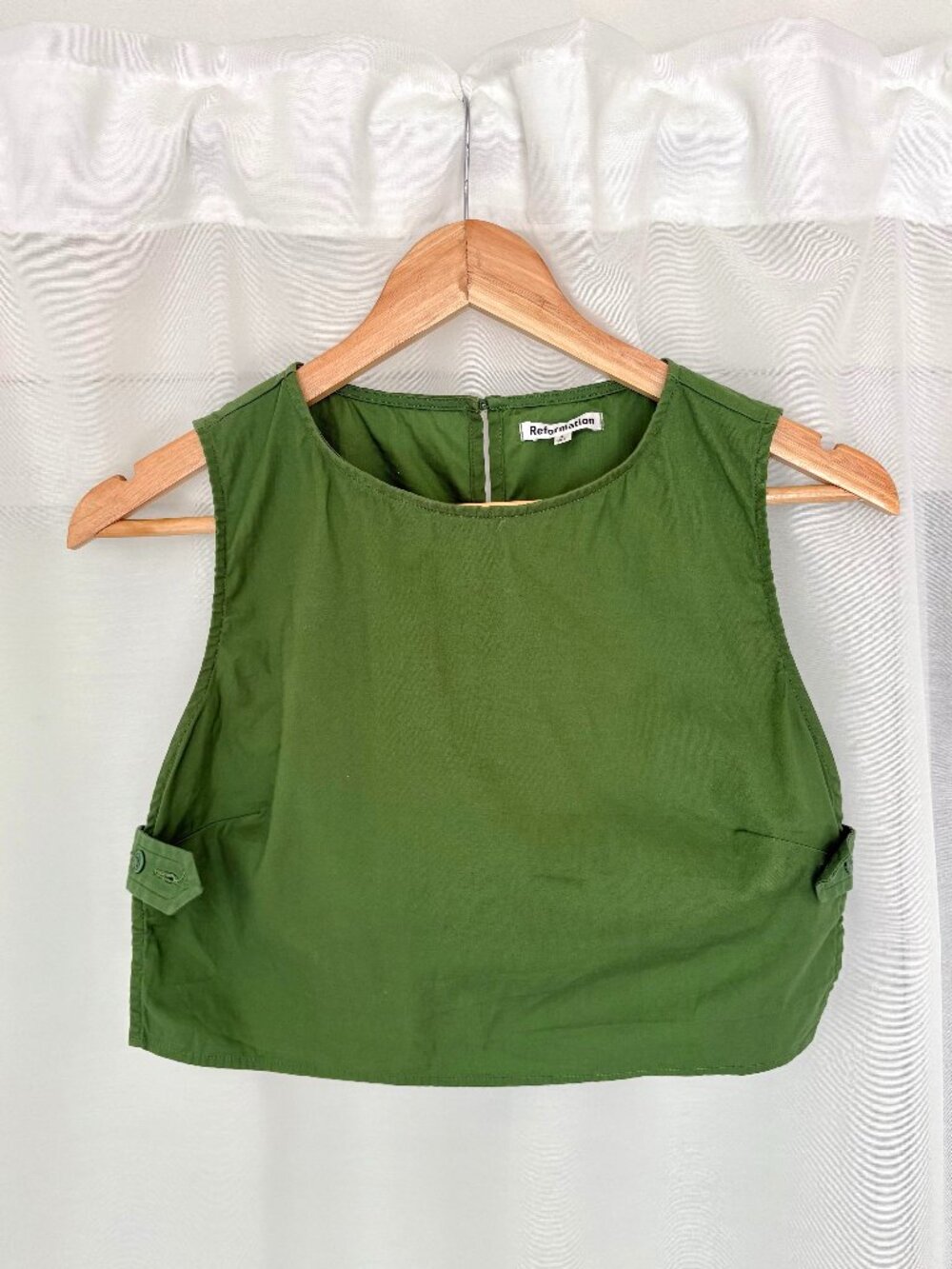 Reformation boxy crop top, “Mylie” palm green, size 4